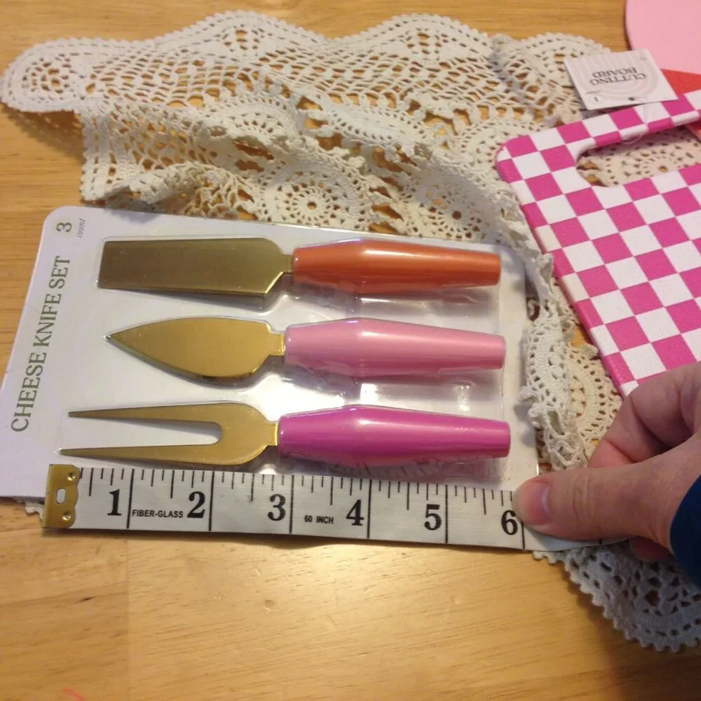 Pretty in pink kitchen tools bundle, cutting boards and cheese knives